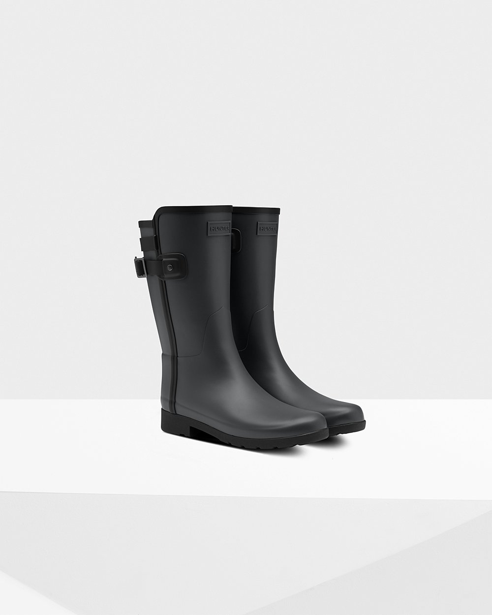 Hunter Mujer Refined Slim Fit Contrast - Botas de Lluvia Negras - 582-AKFQLR